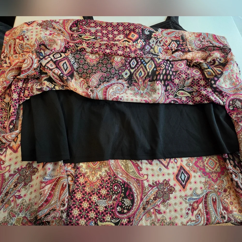 Sami & Jo 3X Boho Dress Black Multicolor Paisley Print 2739-R